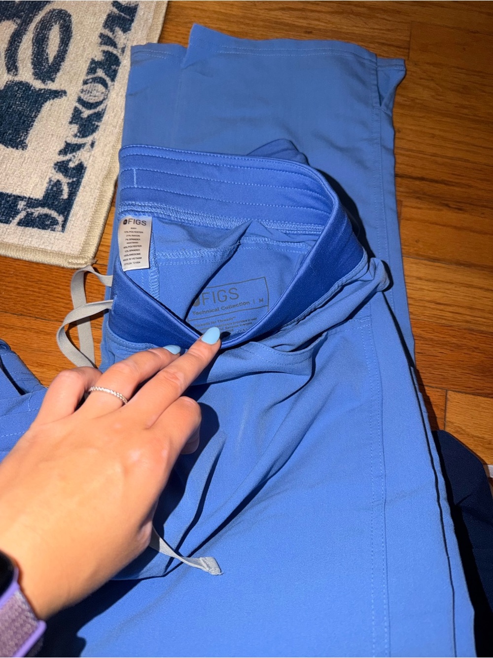 Figs Women Straight Leg Pants, Top in Periwinkle Blue (Price for SHIRT & PANT) - Picture 5 of 5